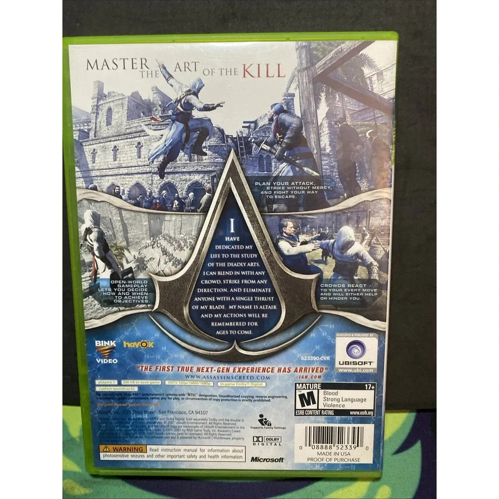 Assassin's Creed Xbox 360 Very Good Condition Manual Included